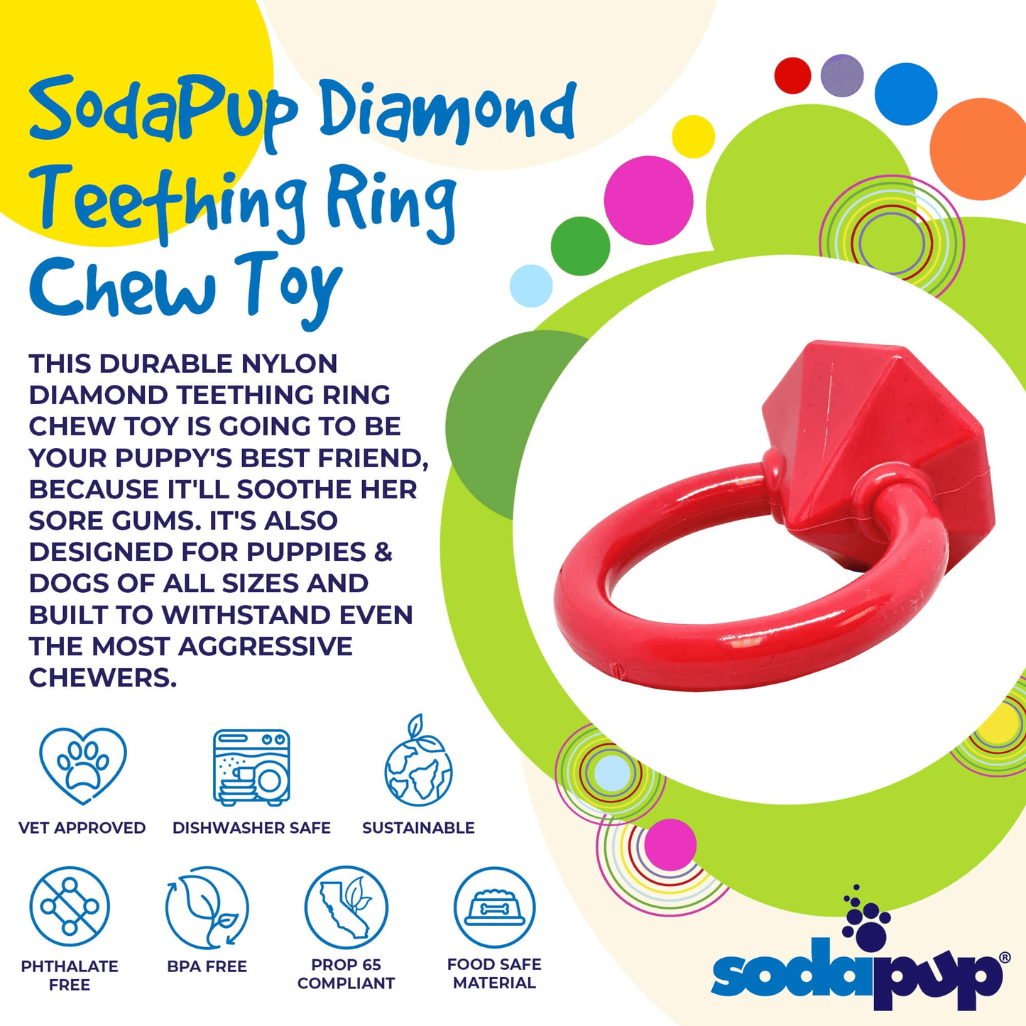 Durable Diamond Ring Teething Toy for Aggressive Chewers