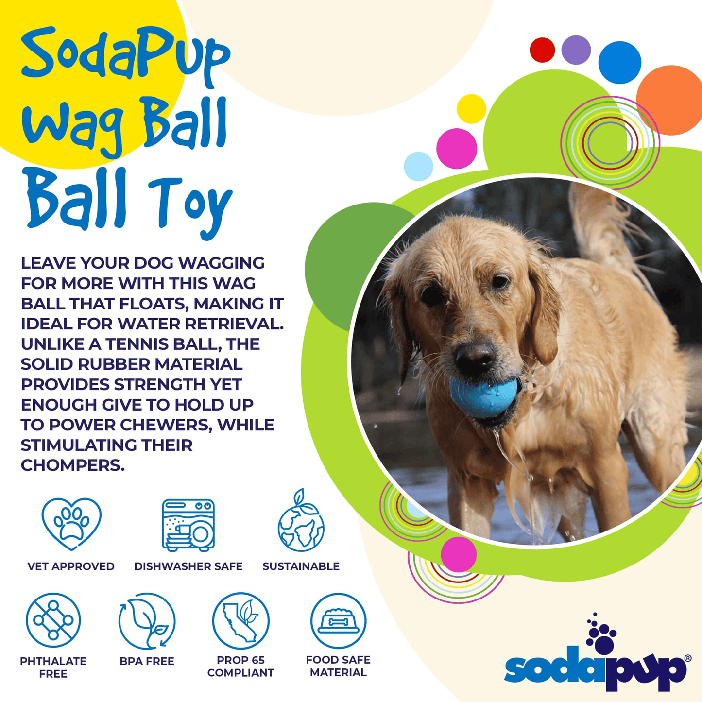 SP Wag Ultra-Durable Floating Rubber Ball for Power Chewers
